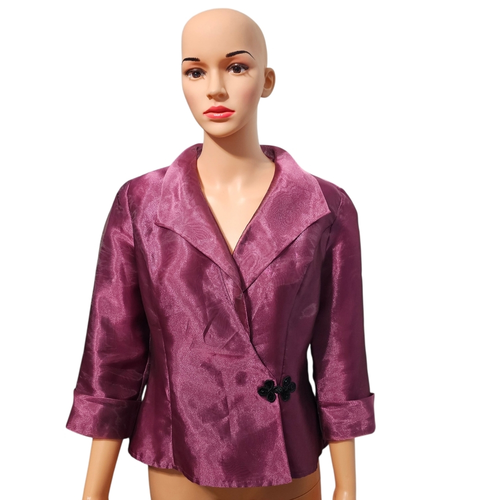 Alex Evenings Purple Shimmering Taffeta Top Sz M